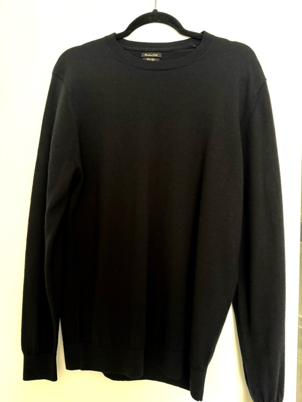 Massimo Dutti Men's Black Crewneck Knit Sweater